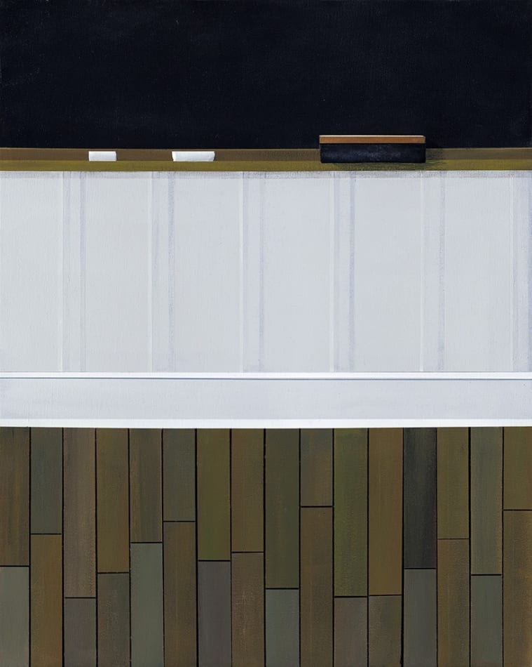 Gabe Langholtz painting of chalkboard, erasers and chalk