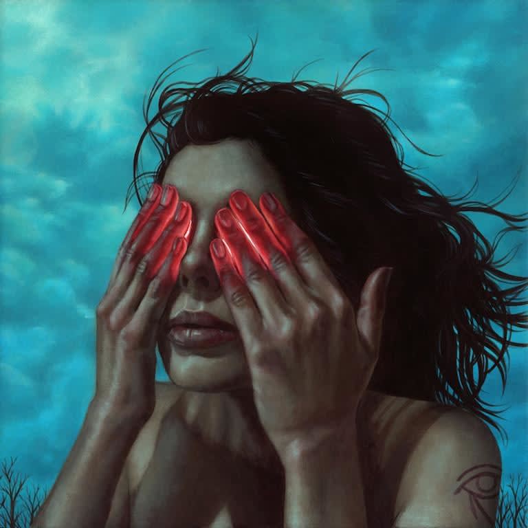 Casey Weldon portrait of woman covering glowing eyes