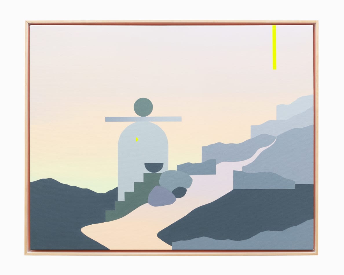 Madeleine Tonzi painting of abstracted desert landscape in dusk pastel tones