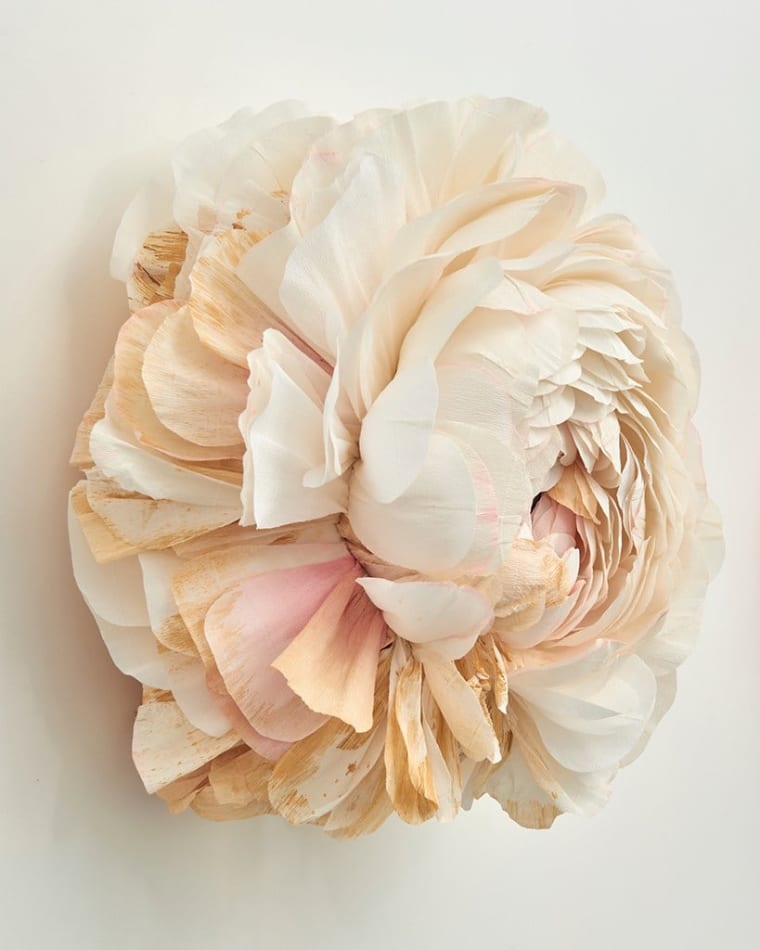 Detail of Tiffanie Turner paper sculpture of Ranunculus