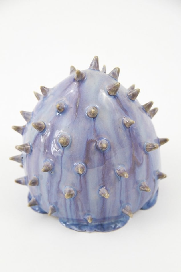 Jen Dwyer sculpture - purple rounded spiky plant sculpture