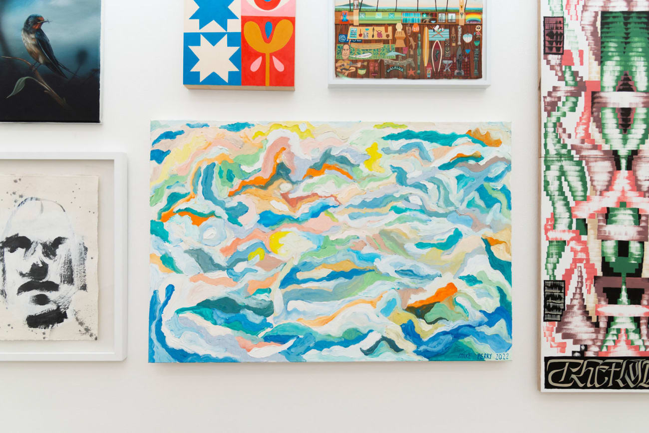 Installation image of Mike Perry's The Clouds Are Alive at Hashimoto Contemporary LA