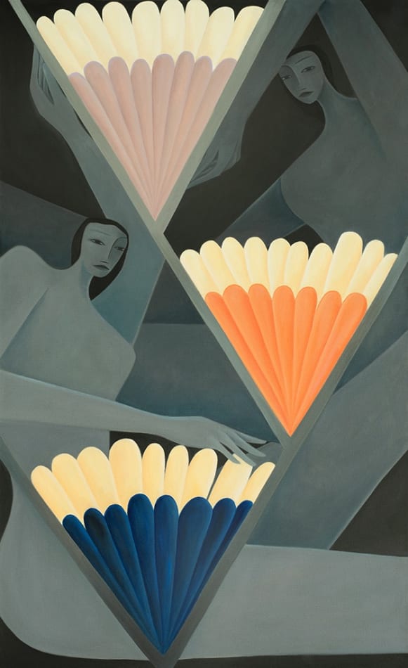 Laura Berger painting of women with fans