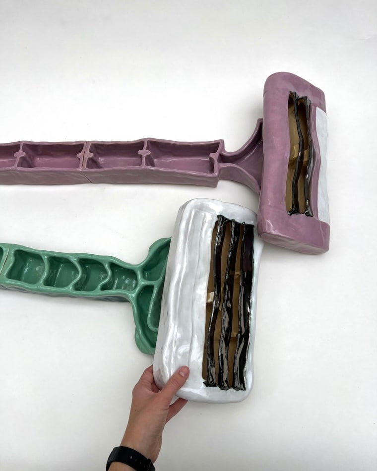 Annie Ducan - detail image of ceramic razors.