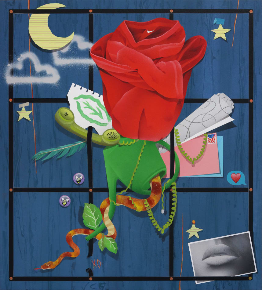 painting of various objects on a pin board
