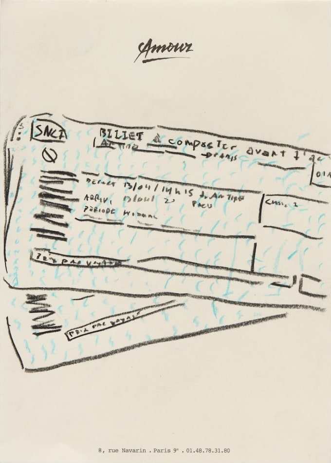 sketch of two train tickets