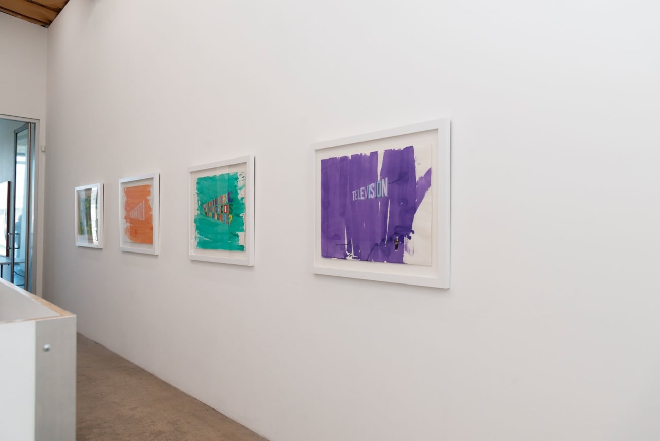 Installation image of at Hashimoto Contemporary Los Angeles of Wayne White's exhibition Jumping From Ice Floe to Ice Floe