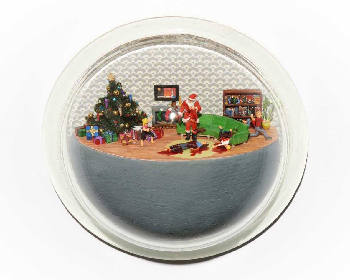 Abigail Goldman's sculpture of a murder scene with Santa on Christmas morning