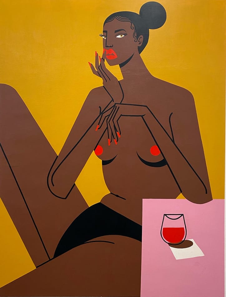 Jillian Evelyn painting of woman touching lips
