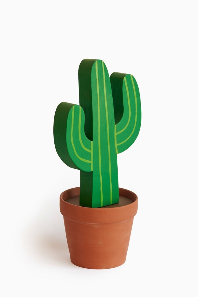Jeff Canham wooden plant sculpture in a terra cotta pot