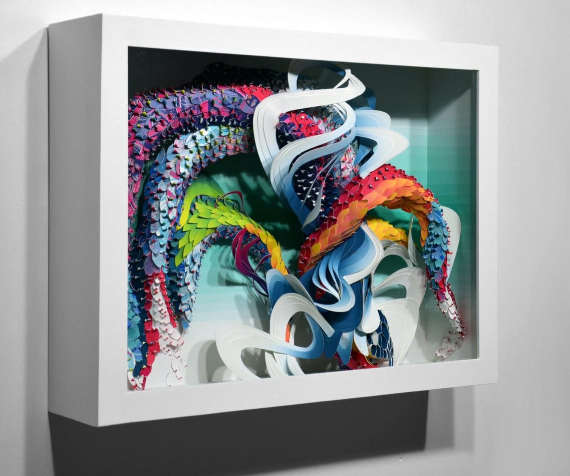 Crystal Wagner colorful abstract biomorphic paper sculpture