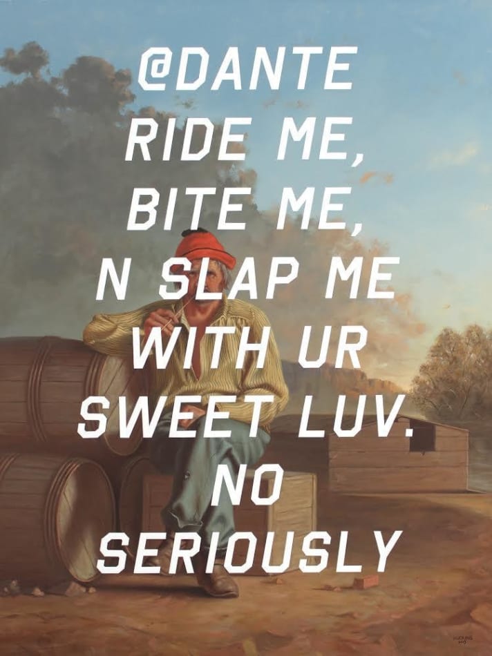 Shawn Huckins painting with text 