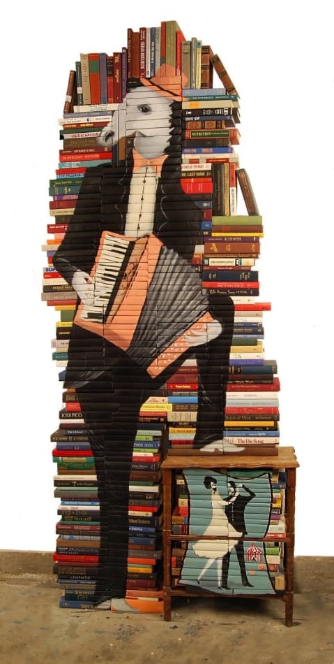 Mike Stikley painting of horse on books