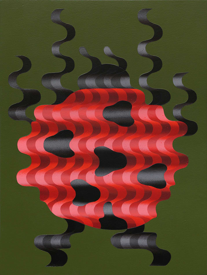 abstracted painting of a ladybug