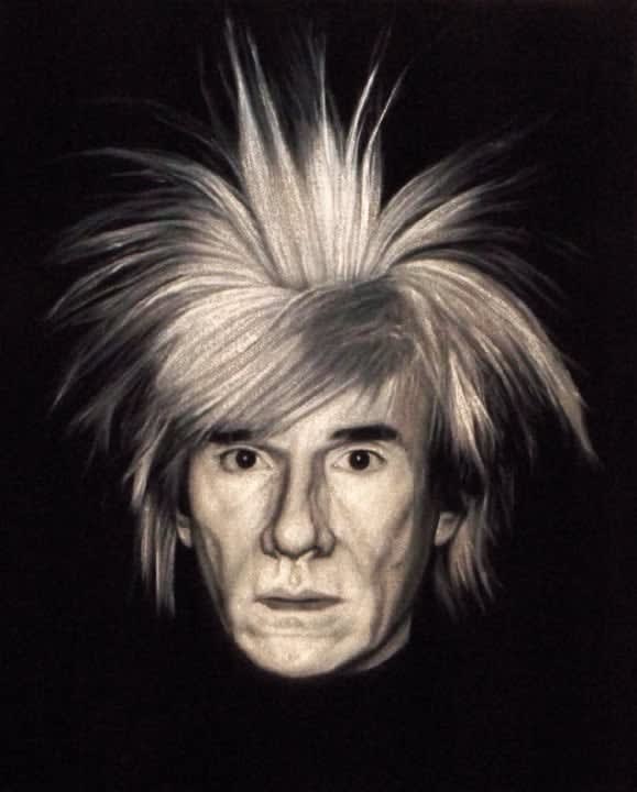 Bruce White black velvet painting of Andy Warhol portrait