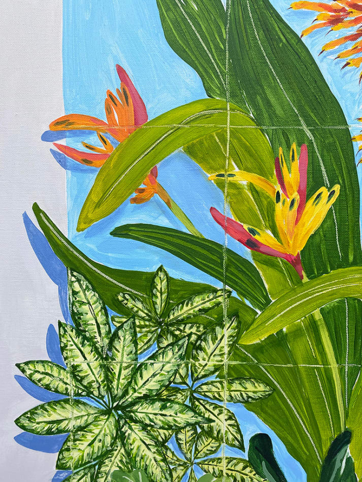 Natalia Juncadella painting of tropical plants detail