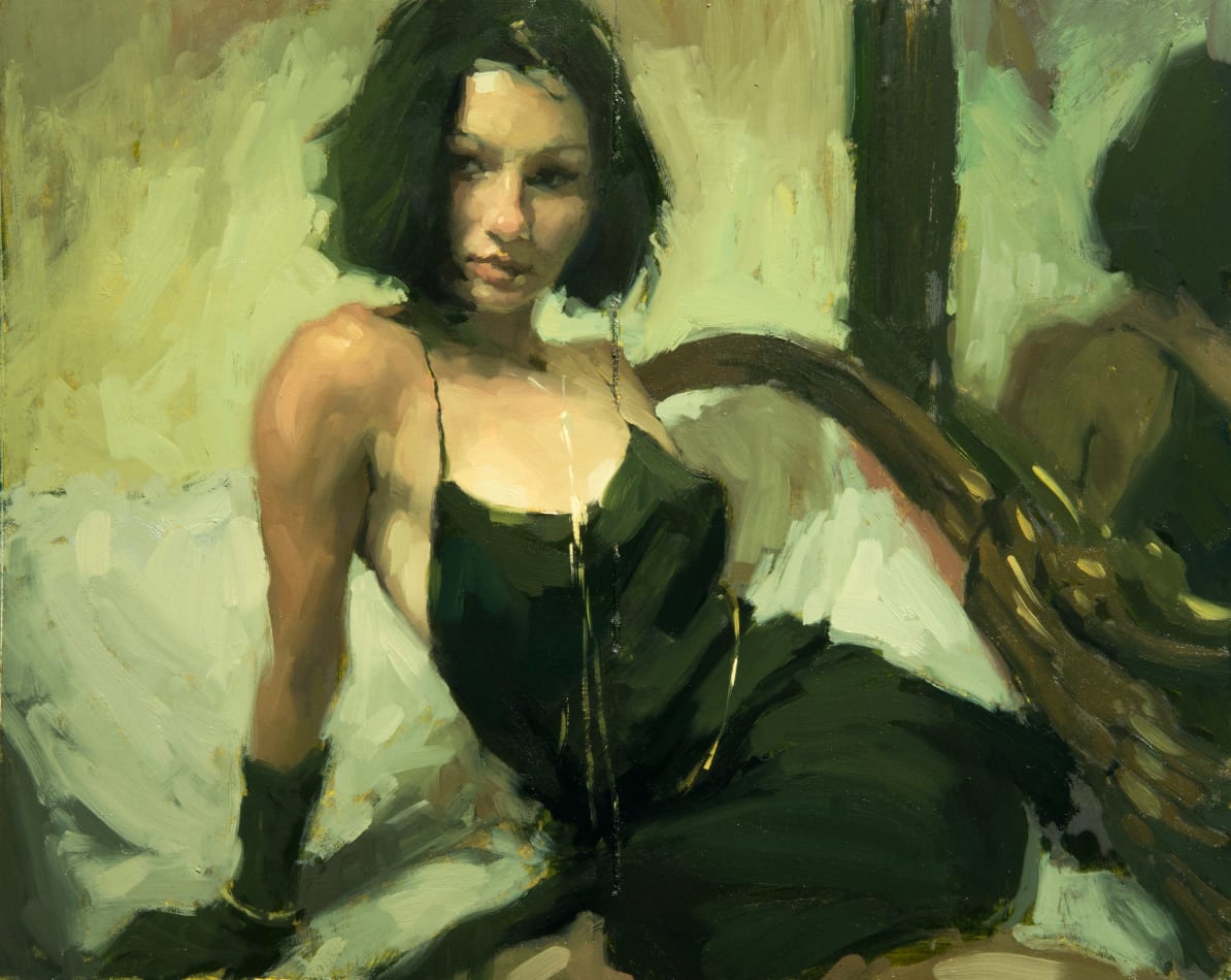 Jeremy Mann, Note in Green #1, Nadia, 2015