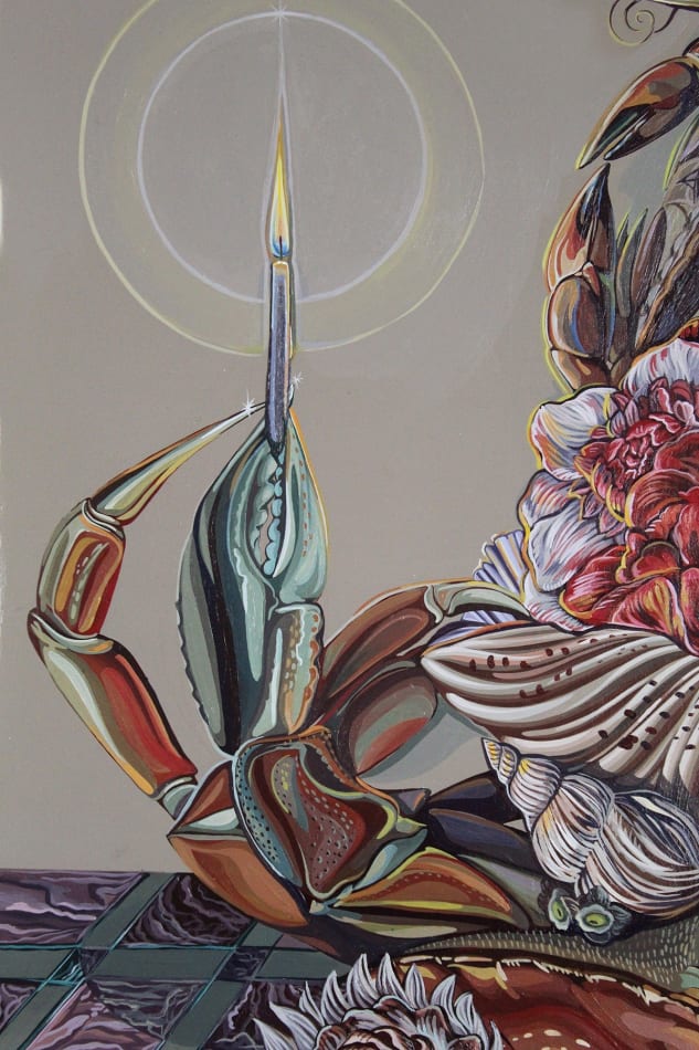 Sabrina Blocker's colorful still life painting of a crab