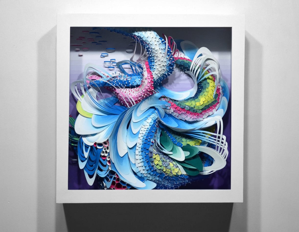 Crystal Wagner colorful abstract biomorphic paper sculpture