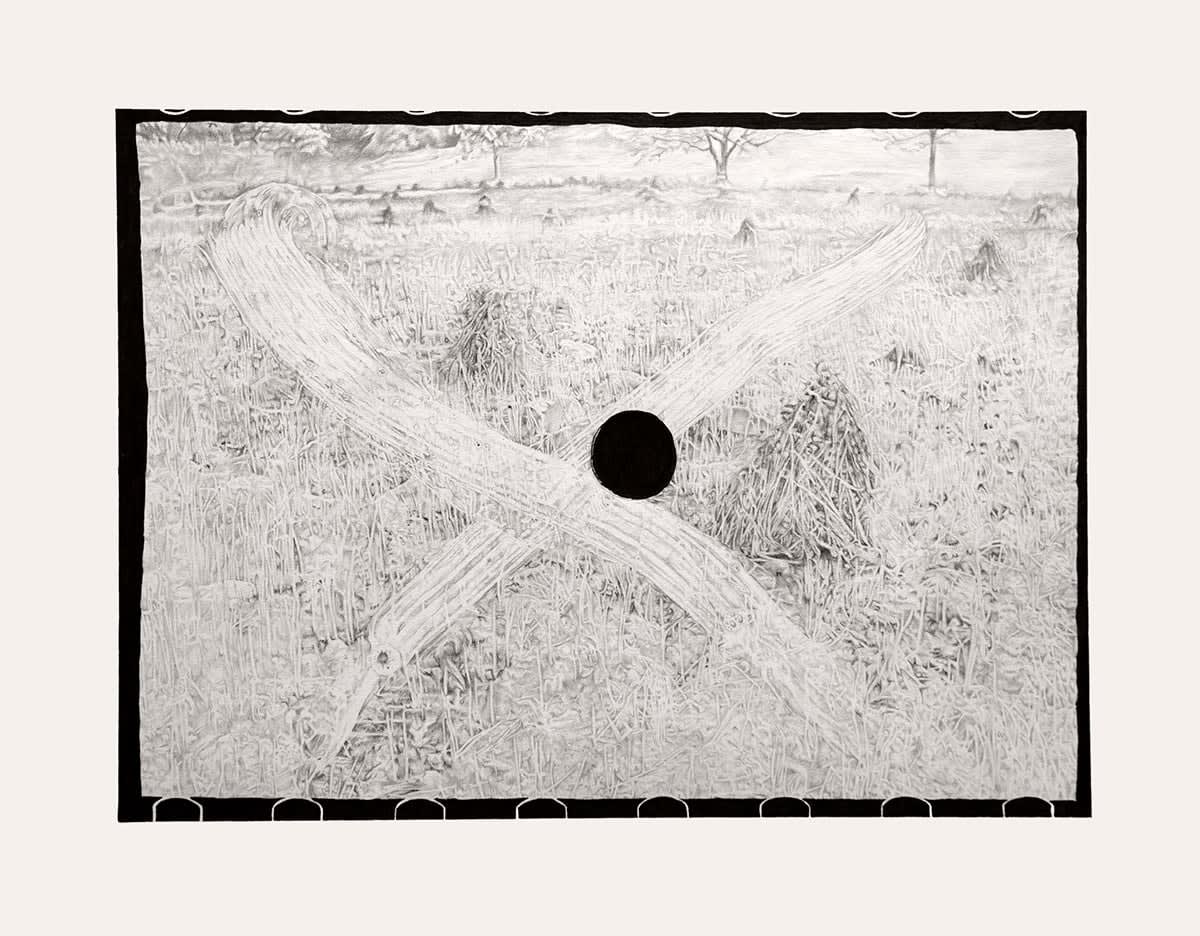 black and white drawing of landscape