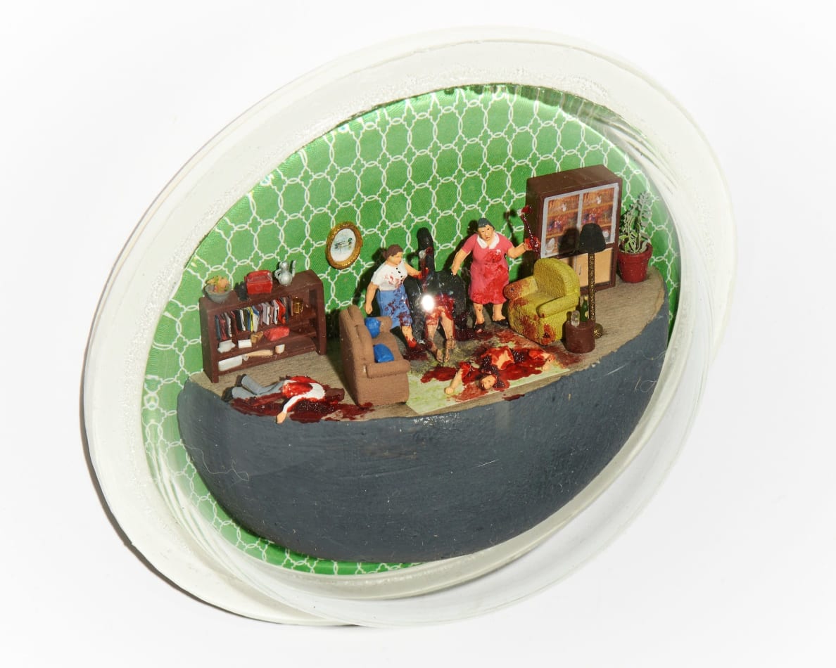 Abigail Goldman's sculpture of a living room murder scene