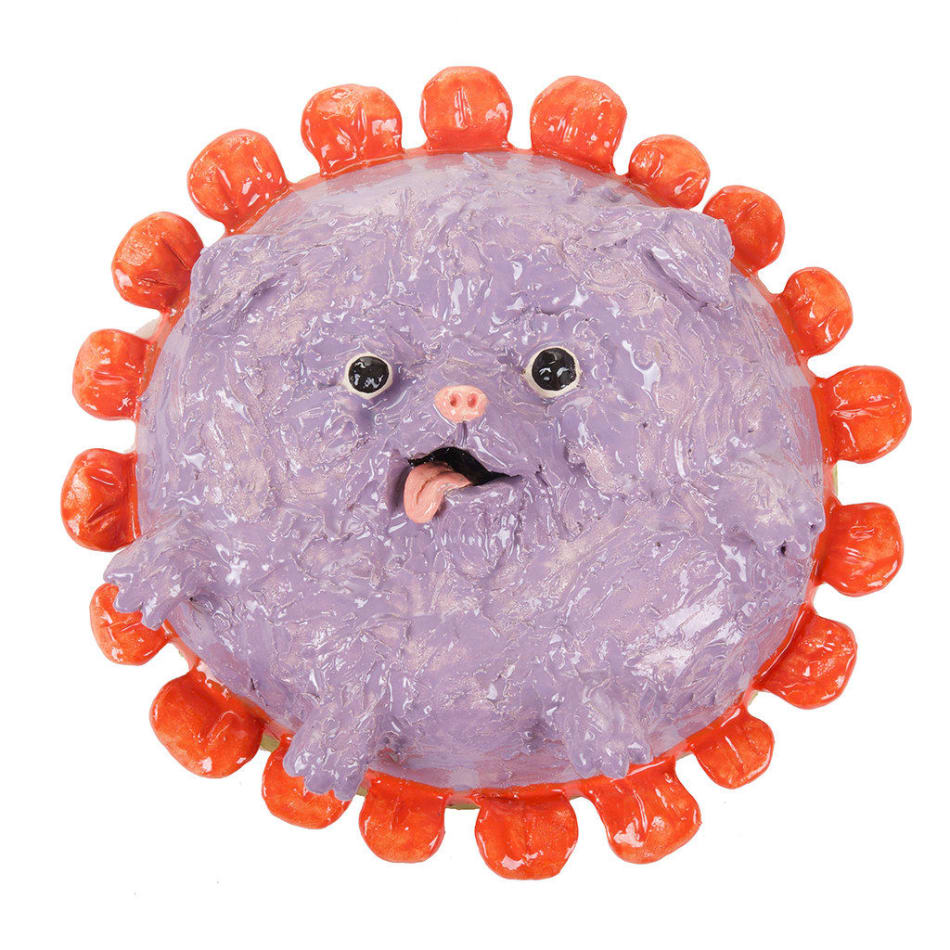 Katie Kimmel's ceramic sculpture of a purple yam with a face