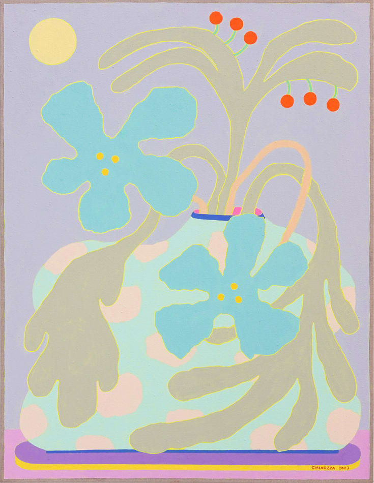 pastel painting of an alien-like bouquet in a vase