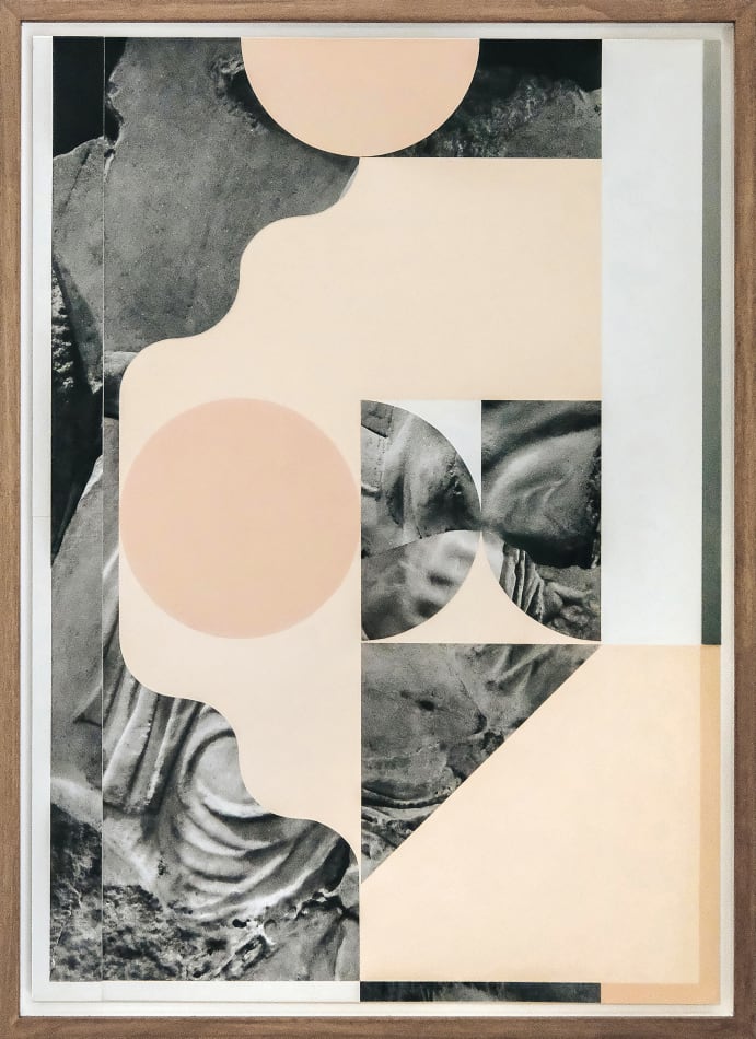 Paper collage with black and white shapes