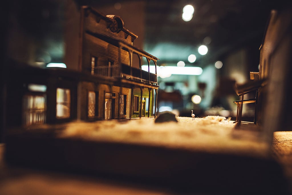 Photo of a wooden miniature storefront