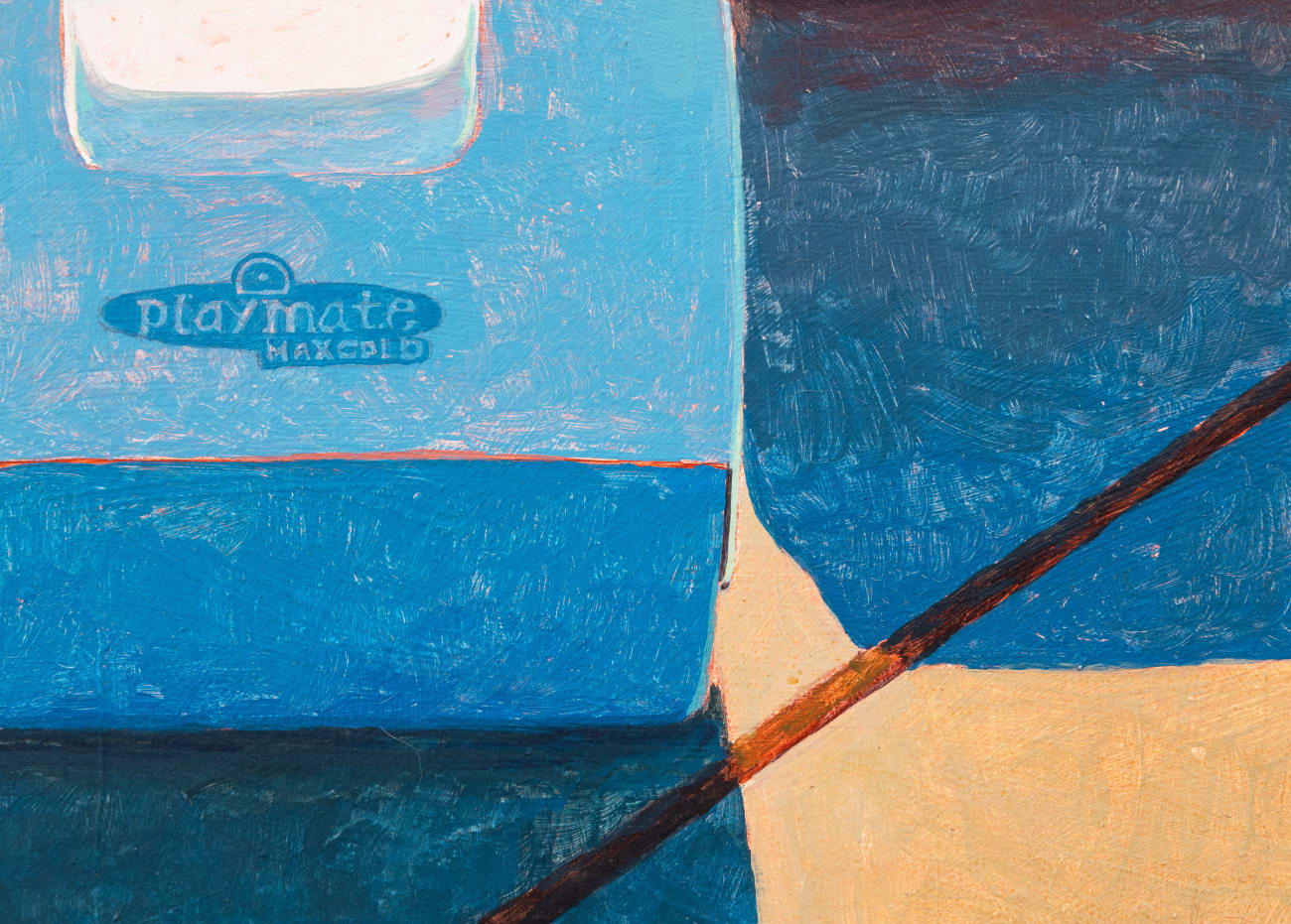 Painting of three igloo coolers on the sidewalk