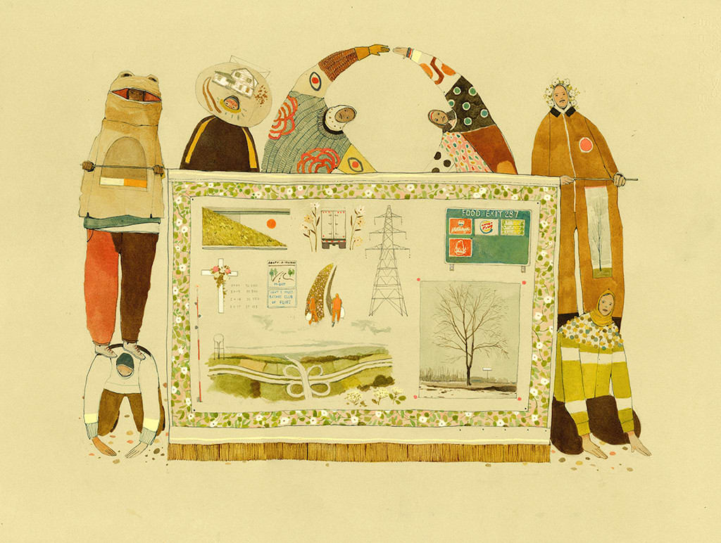 Pat Perry drawing of costumed figures