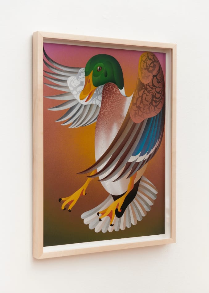 painting of an eagle wiht bright gradient color background