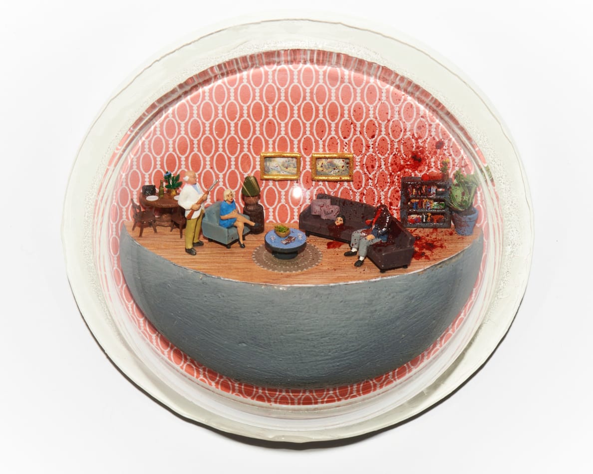 Abigail Goldman's sculpture of a murder scene in a living room