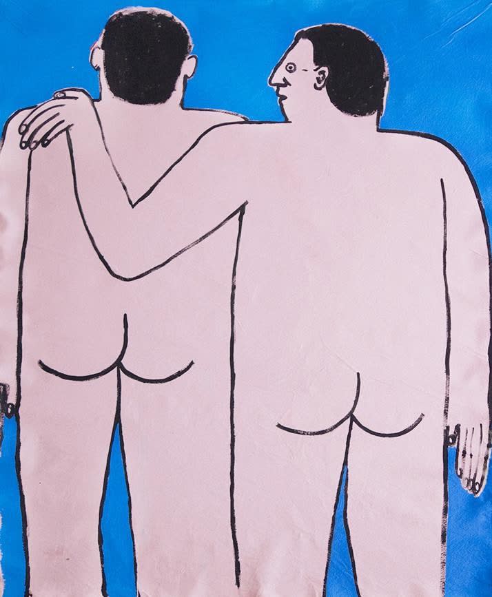 Jeffrey Cheung painting of two nude figures from behind