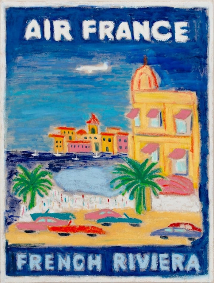 painting depicting an Air France ad for the French Riviera