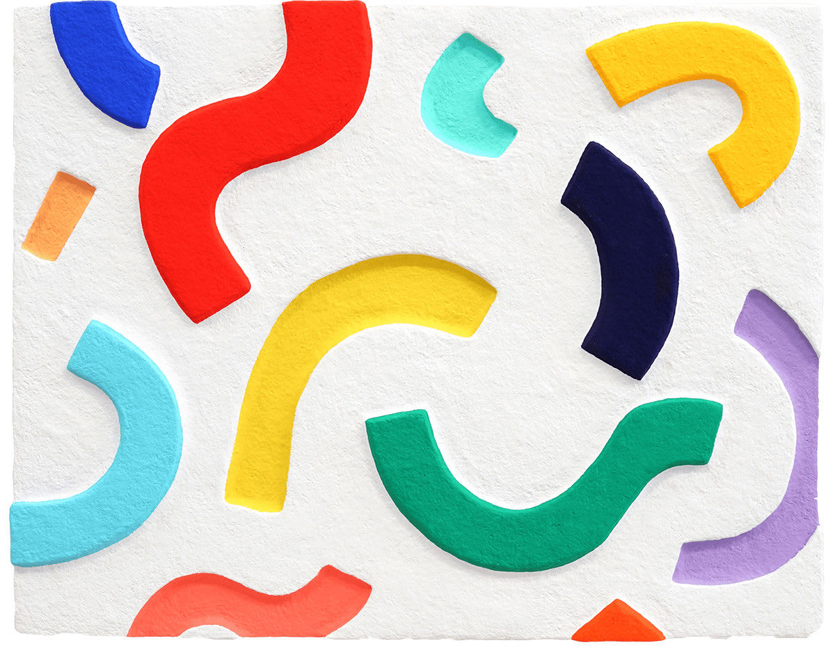 colorful squiggles on a textured white background