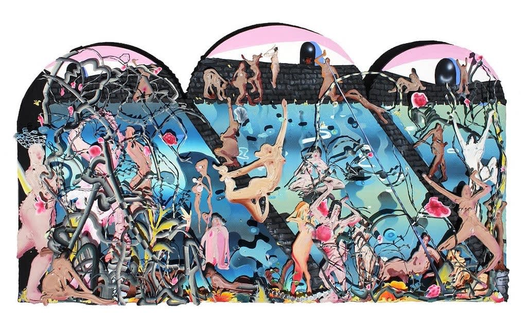 Kate Kingbiel mixed media work with figures