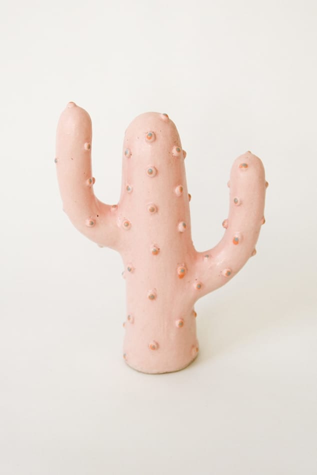Jen Dwyer porcelain sculpture of stylized cactus in light pink