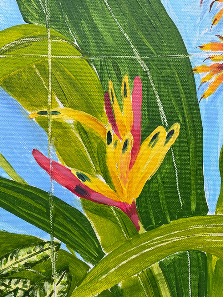 Natalia Juncadella painting of tropical plants detail