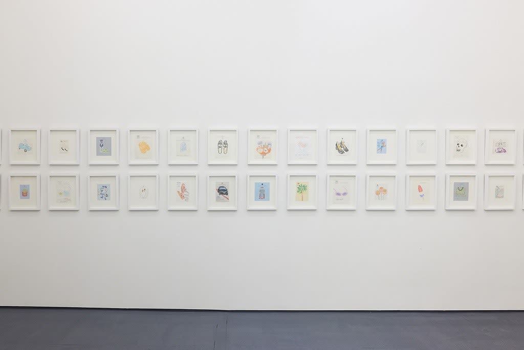 Photograph of Michael McGregor's drawings installed at the New York gallery space