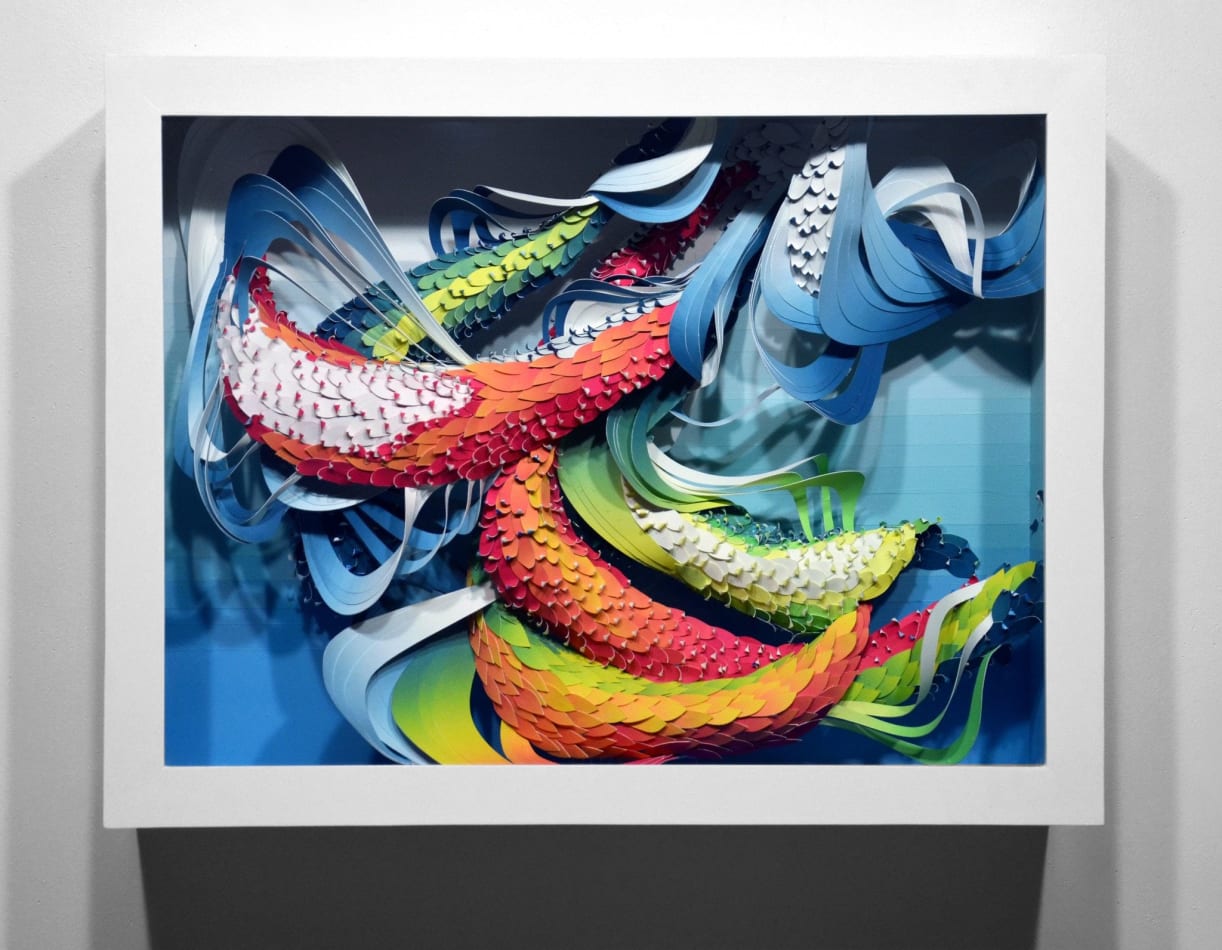 Crystal Wagner colorful abstract biomorphic paper sculpture