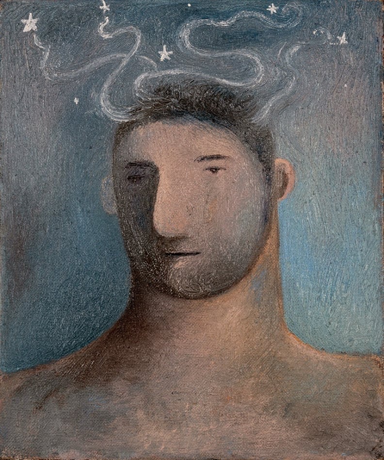 Painting of a man with stars above his head