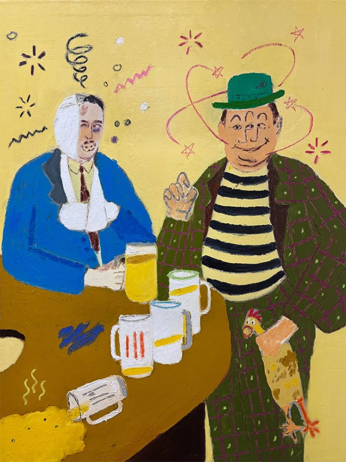 painting of two men at a bar drinking by artist Gabriel Isaac Kasor