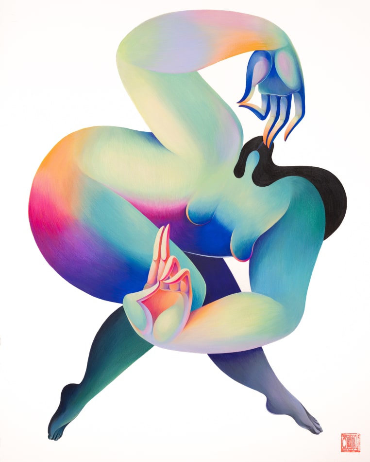 Painting of an abstract figure of a woman by Hanna Lee Joshi.