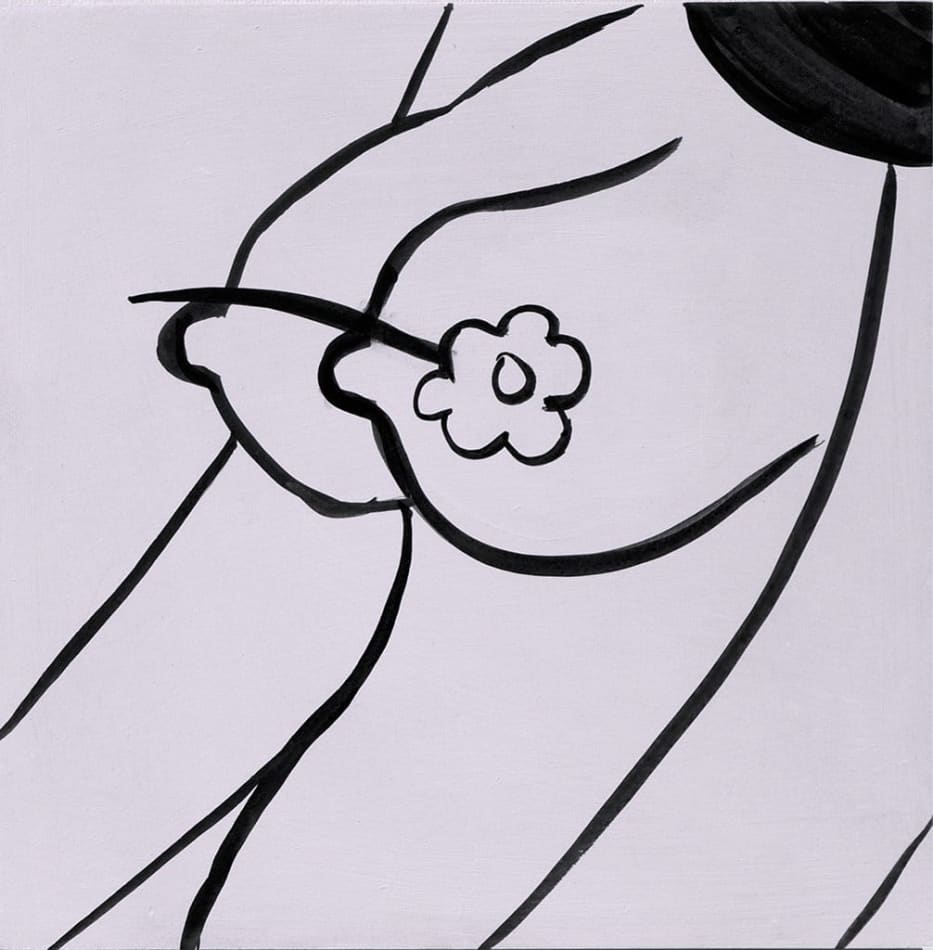 Corey Lamb ink painting of cropped female nude figure