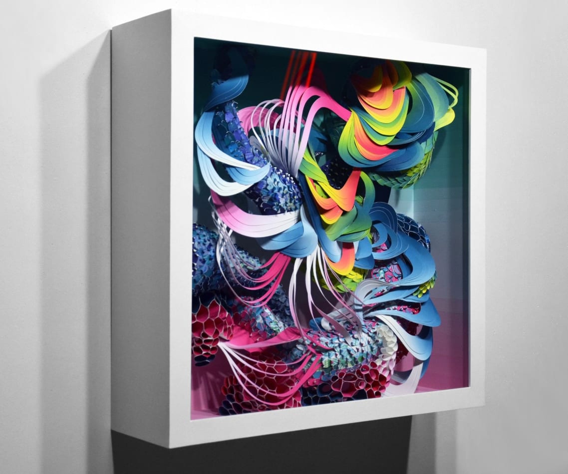 Crystal Wagner colorful abstract biomorphic paper sculpture