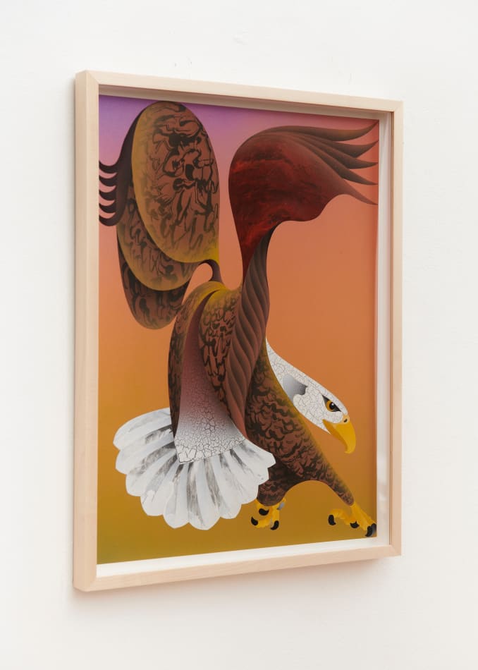 painting of an eagle wiht bright gradient color background