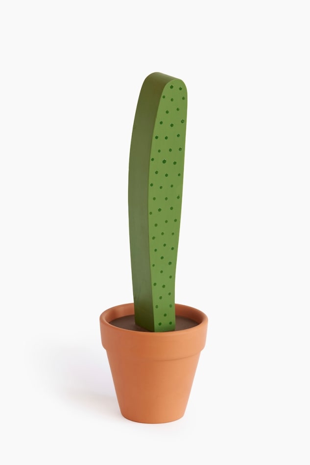 Jeff Canham wooden plant sculpture in a terra cotta pot