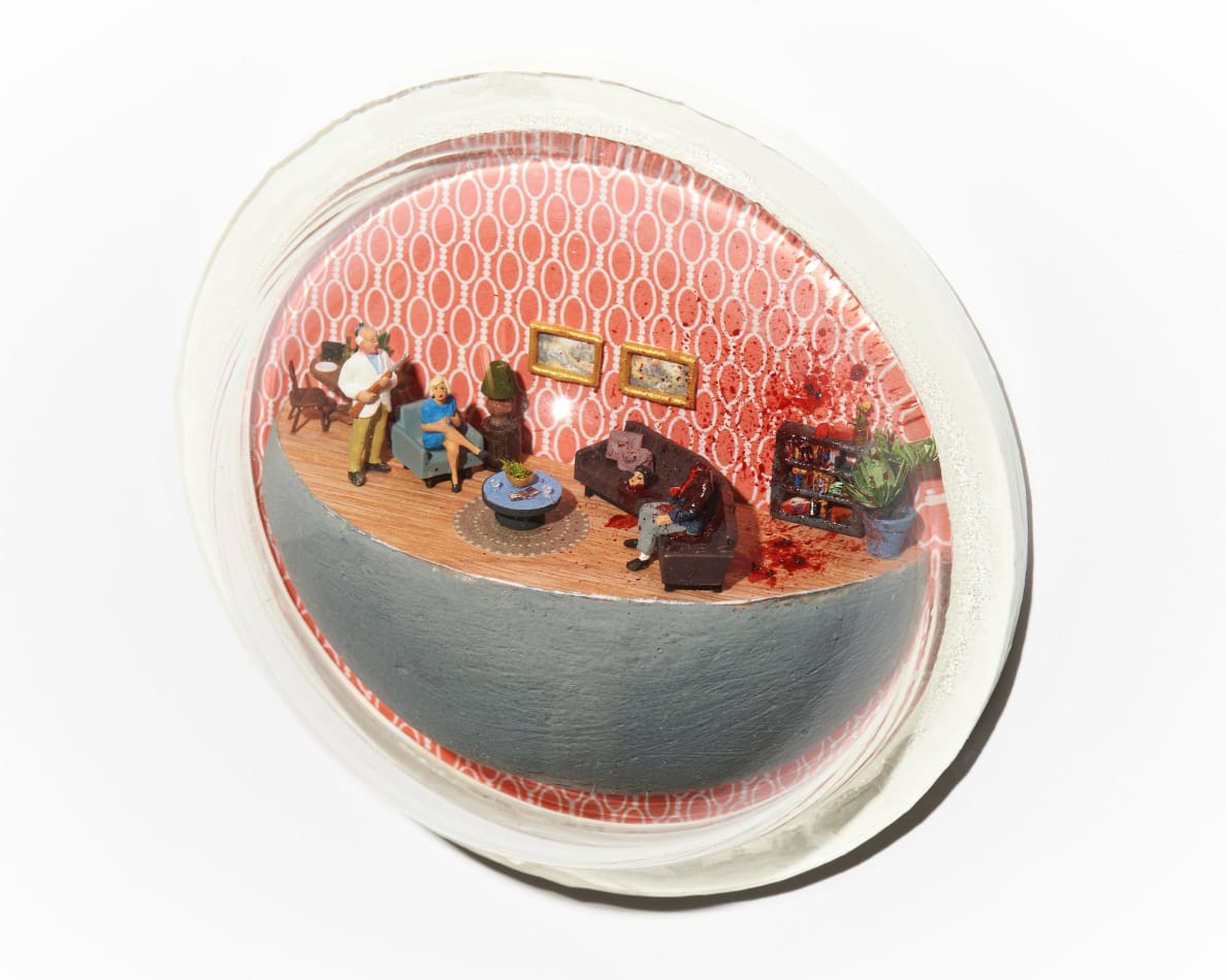 Abigail Goldman's sculpture of a murder scene in a living room
