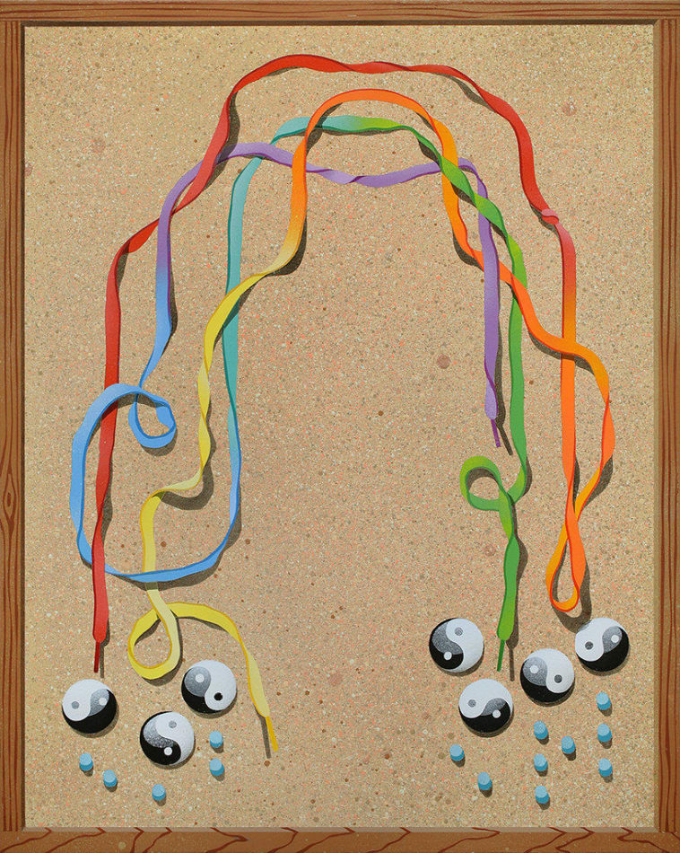 trompe l'oeil with yin yang symbols